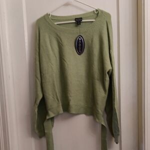 Scoop Women Green Puff SleevesTie  Cross Back Sweater NWT Size 22